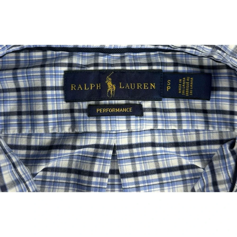 Polo Ralph Lauren Performance Shirt Men's SP Blue Plaid Button Down Cotton